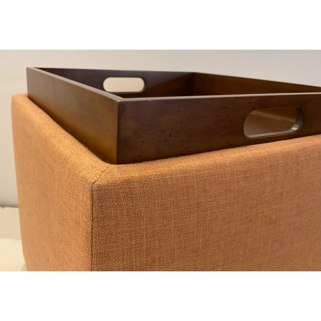 Modern Norwalk Modern Clay Linen Tray/Storage Jeeves Ottoman For Sale - Image 3 of 7