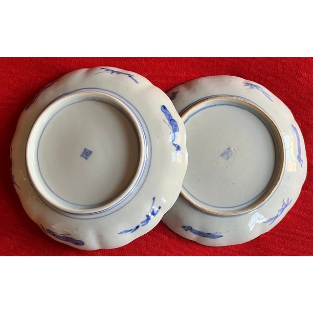 Antique 19th Century Japanese Meiji Blue & White Porcelain Landscape Plates With a Cottage - A Pair For Sale In New York - Image 6 of 6