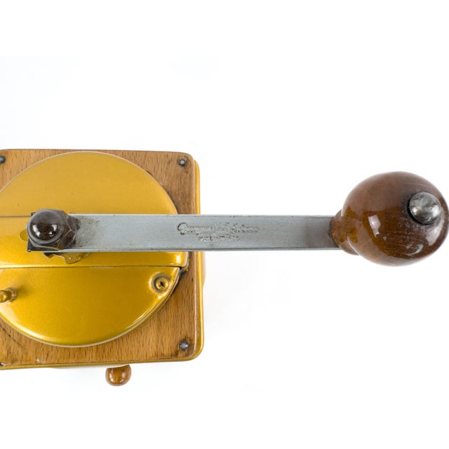 Vintage Peugeot Frères French Coffee Grinder in Mustard Gold, Mid-20th Century For Sale - Image 10 of 11