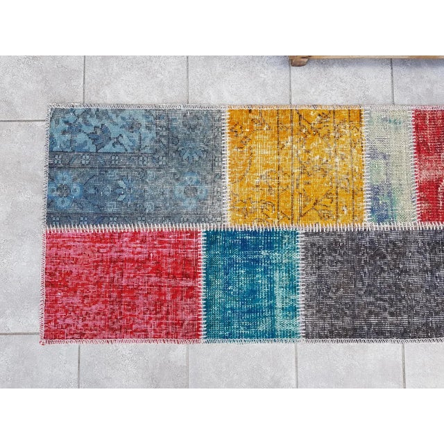 Blue 1960s Handmade Decorative Floor Runner For Sale - Image 8 of 10