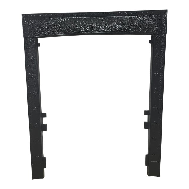 Late 19th Century 24.5" W X 30"h With 3" Flair Fleur De Lys Decorative Fireplace Surround For Sale