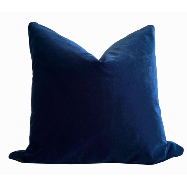 Classic sofa pillows covers in rich indigo navy blue velvet. Back and front are the same. Covers measure 23" x 23"....