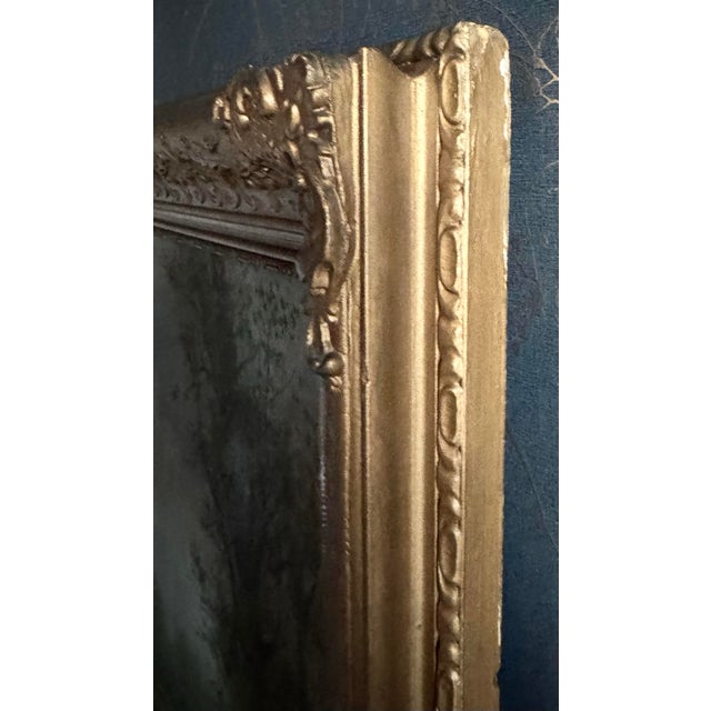 Dark Green Antique Signed Oil Landscape in Ornate Gilt Frame, Early 20th C For Sale - Image 8 of 9