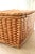 Vintage woven farmhouse picnic trunk with leather closure straps. Wood slat and wooden dowel construction. Want to explore...