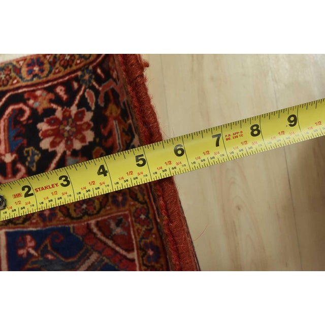 Heriz Rug 8’7” X 12’5” Red Wool Vintage Traditional Hand-Knotted Carpet For Sale - Image 13 of 15