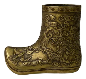 Chinese Brown Brass Color Metal Boot Shape Small Figure