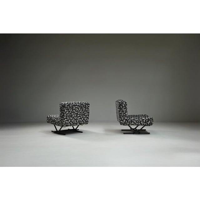 Postmodern Jacquard Lounge Chairs, Italy, 1980s, Set of 2, in Restored conditions. Designed 1980 to 1989