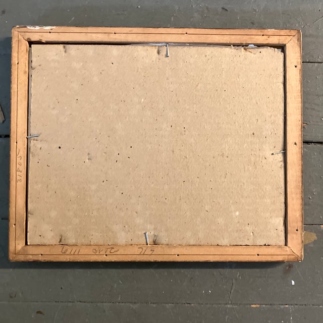 1970’s Vintage Small Abstract Watercolor Painting Art Deco Frame For Sale - Image 4 of 4