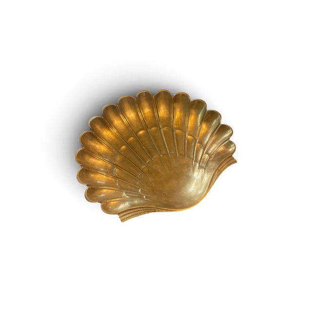 Hollywood Regency Large Brass Clamshell Trinket Dish For Sale - Image 3 of 4