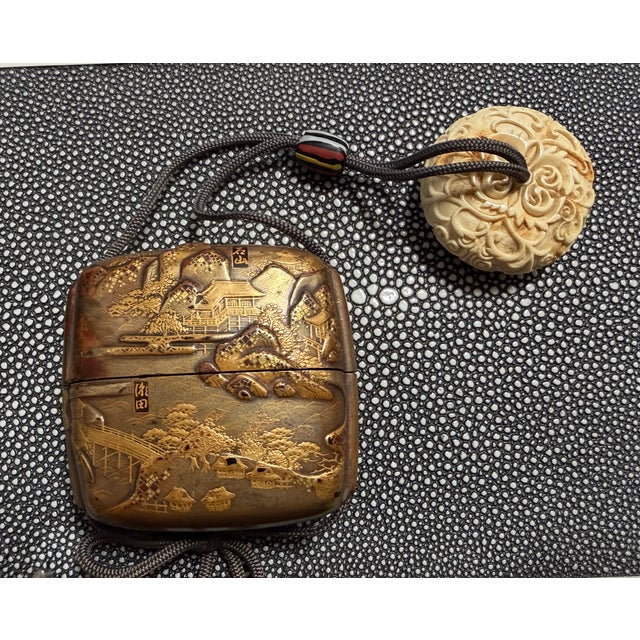 18th Century Antique Japanese Inro Gilt Lacquered Box W Secret Compartment - Edo For Sale - Image 5 of 5