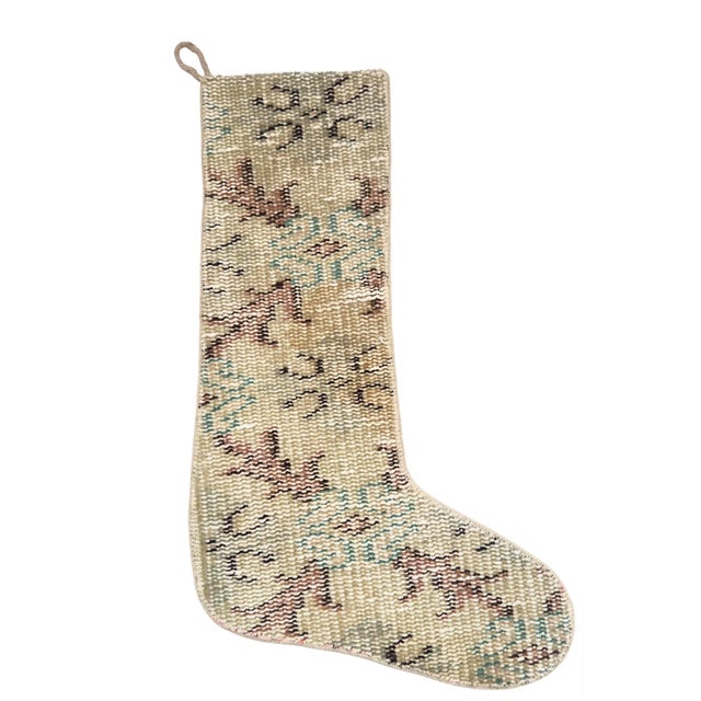 2020s Vintage Wool Kilim Christmas Stocking, Sage & Dusty Rose Tones, 12.2 X 17.7 in – Handwoven One of a Kind Turkish Decor For Sale - Image 5 of 7