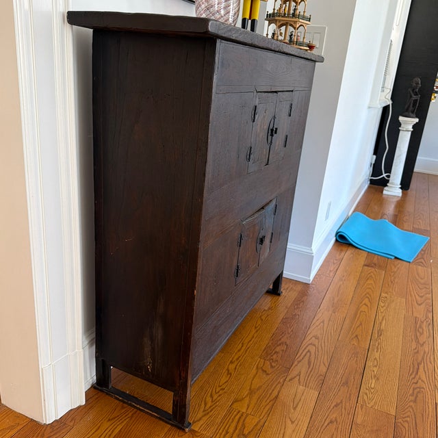 Selling less than half paid. Beautiful antique Korean two-tier scholar's chest/book cabinet in dark patinated paulownia...
