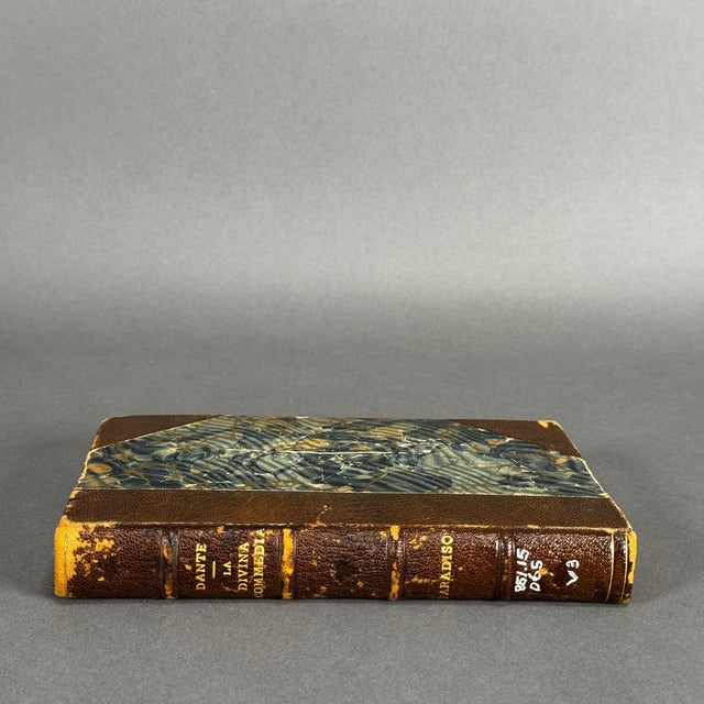 Antique Late 1800's Dante Divina Commedia Paradiso in Italian Gilded Leather Hc For Sale - Image 4 of 10