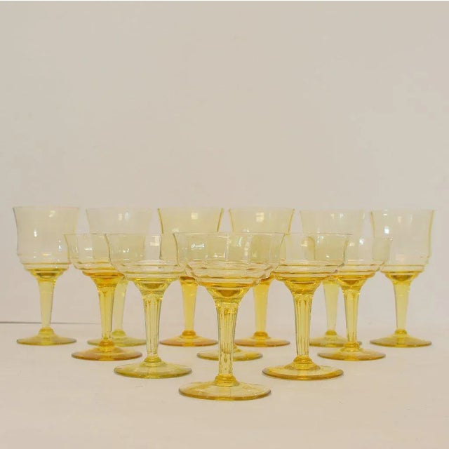 Art Deco Amber Wine and Cocktail Set, 1940s, Set of 12 For Sale - Image 4 of 5