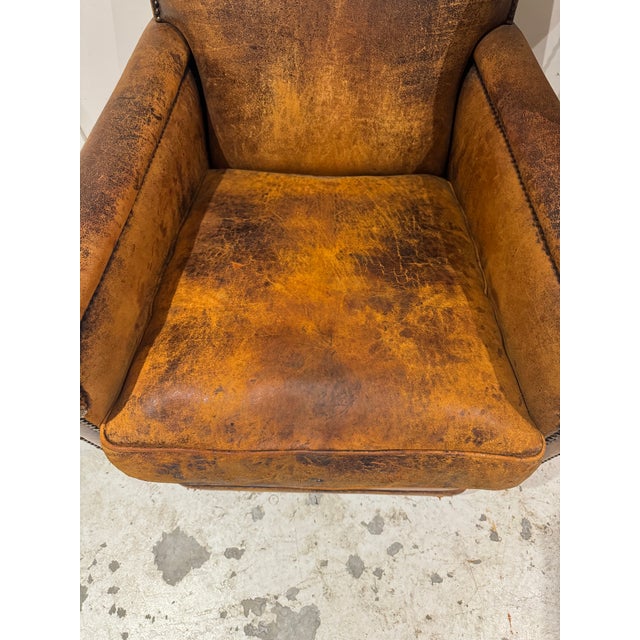 Mid 20th Century Vintage Brown Leather Chair For Sale - Image 10 of 14