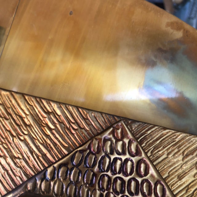 Mid 20th Century Brutalist Brass and Copper Sculptural Wall Art by Stephen Chun For Sale - Image 9 of 12
