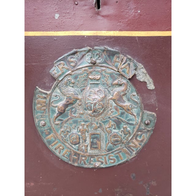 Brick Red Antique (Dated 1849) English Safe Box "Milner's Portable Fire Resist Patent 212" For Sale - Image 8 of 12