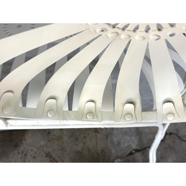 Early French Sunburst Wrought‑Iron Garden Bench, Attributed to François Carré For Sale - Image 10 of 10