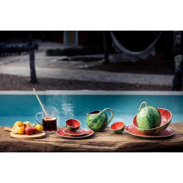 Raspberry Pink Bordallo Pinheiro Watermelon Salad Serving Set, 5 Pieces For Sale - Image 8 of 10