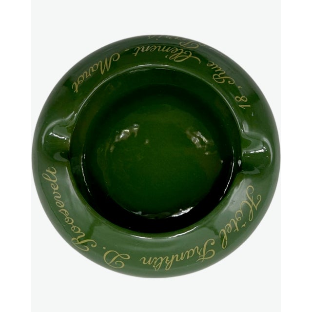 Mid-Century Modern Vintage Hotel Franklin D. Roosevelt Paris Green Ceramic Ashtray For Sale - Image 3 of 8
