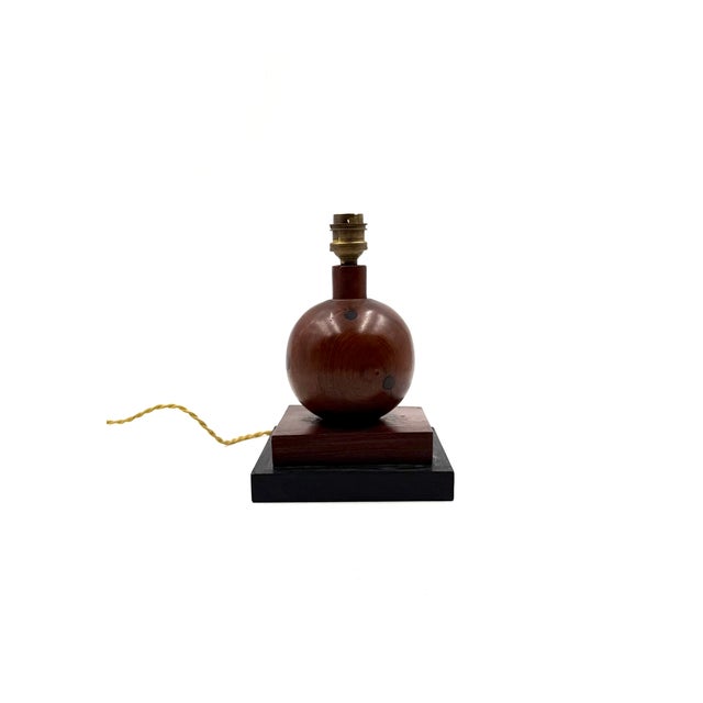 Wood Vintage French Art Deco Wood Table Lamp, 1930s For Sale - Image 7 of 12