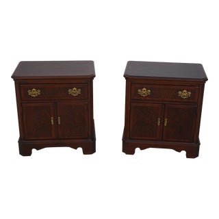 Pair Drexel Mahogany Nightstand Cabinets For Sale