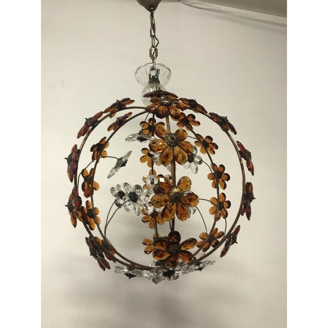 1940s Vintage Pendant with Amber and Transparent Crystals For Sale - Image 5 of 18