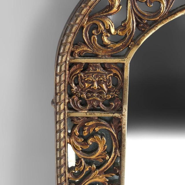 Gothic Antique Oscar Bach Bronze Gothic Mirror With Wind God Mask C1910 For Sale - Image 3 of 8