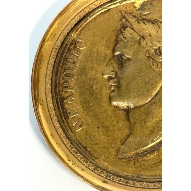 Napoleonic Gilt-Bronze Portrait Medallion Napoleon, by Carlier Fecit, 1804-1806 For Sale - Image 13 of 18