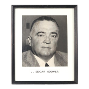 1950s Framed Black & White J. Edgar Hoover Photograph