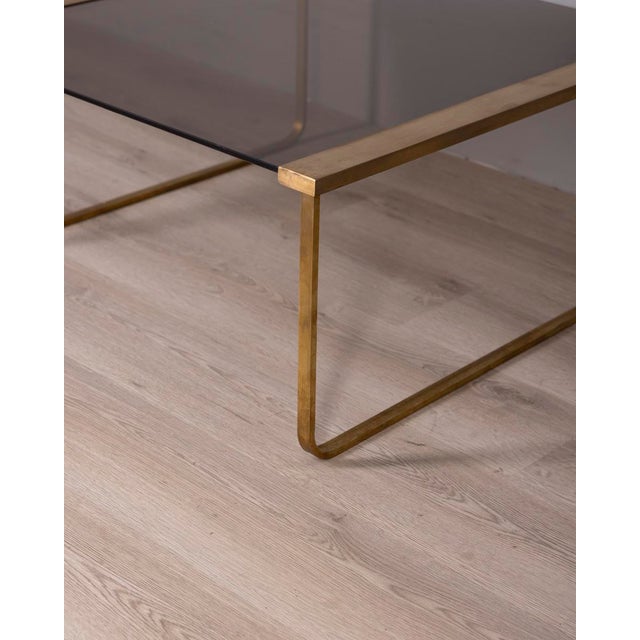 1960s Vintage Italian Brass and Glass Coffee Table, 1960s For Sale - Image 5 of 9