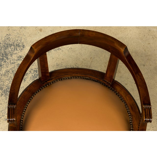 Late 19th Century Late 19th Century French Empire Style Mahogany Barrel Back Desk Chair For Sale - Image 5 of 18
