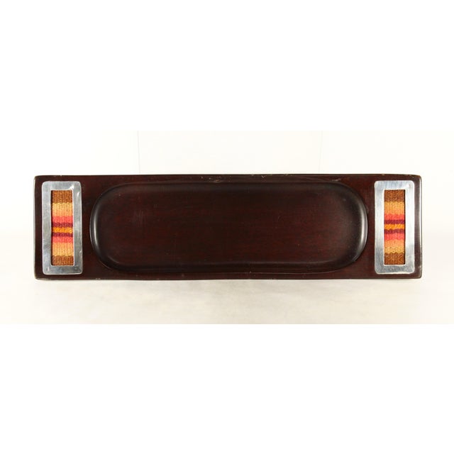 Mid-Century Peruvian Tray, Cumaru Wood, Sterling Silver & Inka Textile For Sale - Image 4 of 18