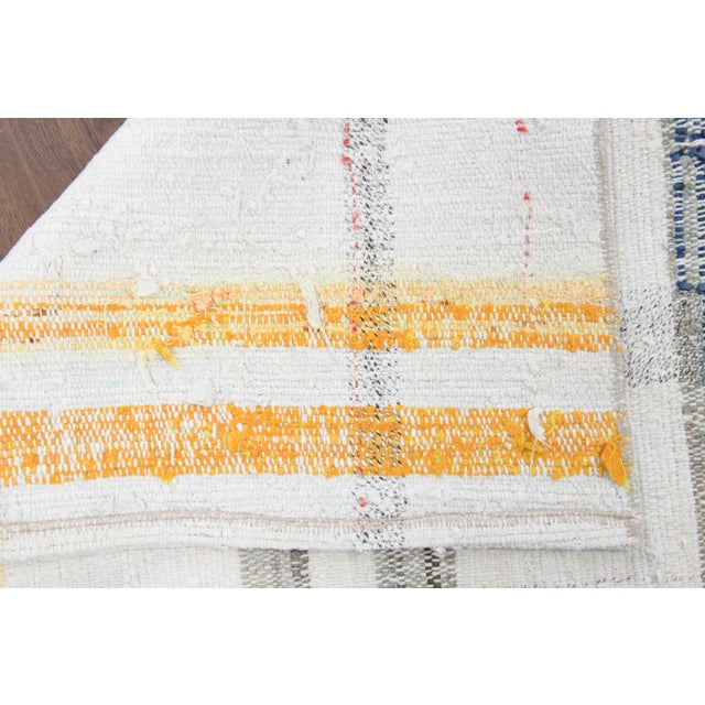 Vintage Turkish Hand-Knotted Wool Cotton Beige Kilim Runner Rug For Sale - Image 4 of 10