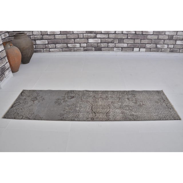 1960s Grey Oushak Turkish Carpet For Sale - Image 9 of 10