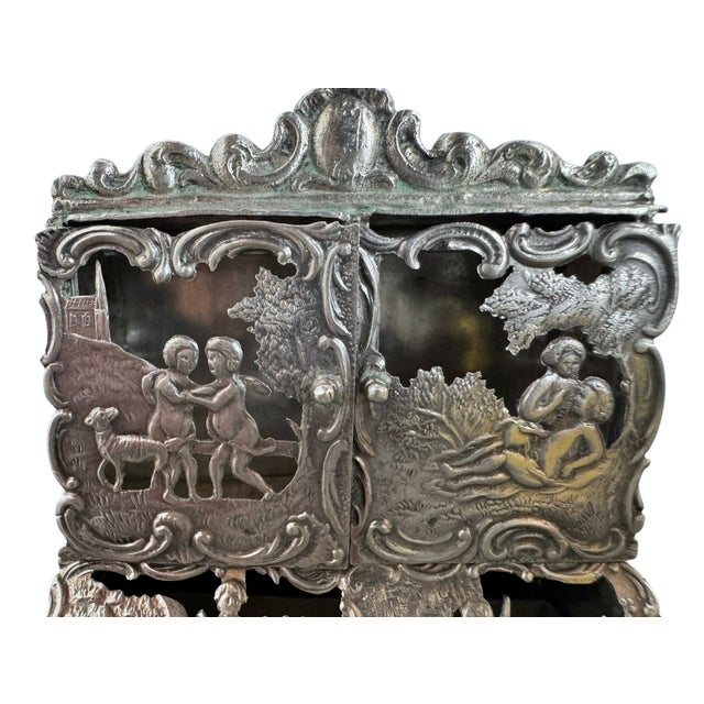 Silver The 1887 Hooikaas Silver Bureau: An Architectural Miniature in Repoussé For Sale - Image 8 of 17