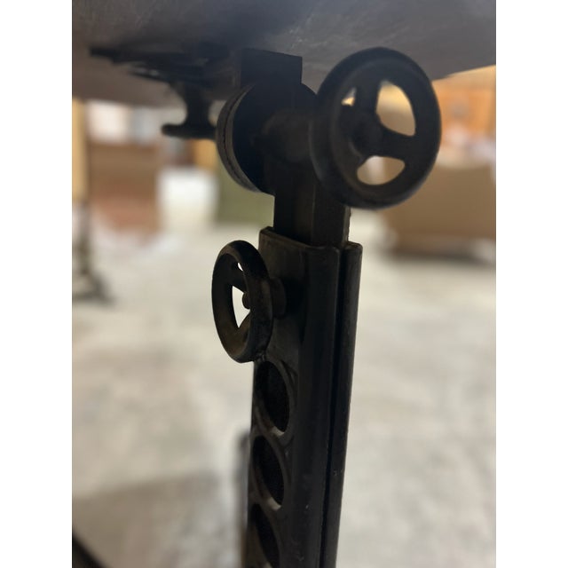 Antique Victorian Bedside/Drawing Table With Industrial Cast Iron Base For Sale - Image 4 of 6