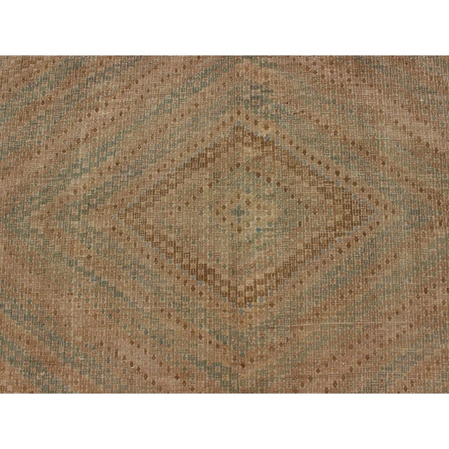 Vintage Turkish Kilim in Faded Camel and Soft Aqua With Subtle Diamond Design For Sale In Atlanta - Image 6 of 12