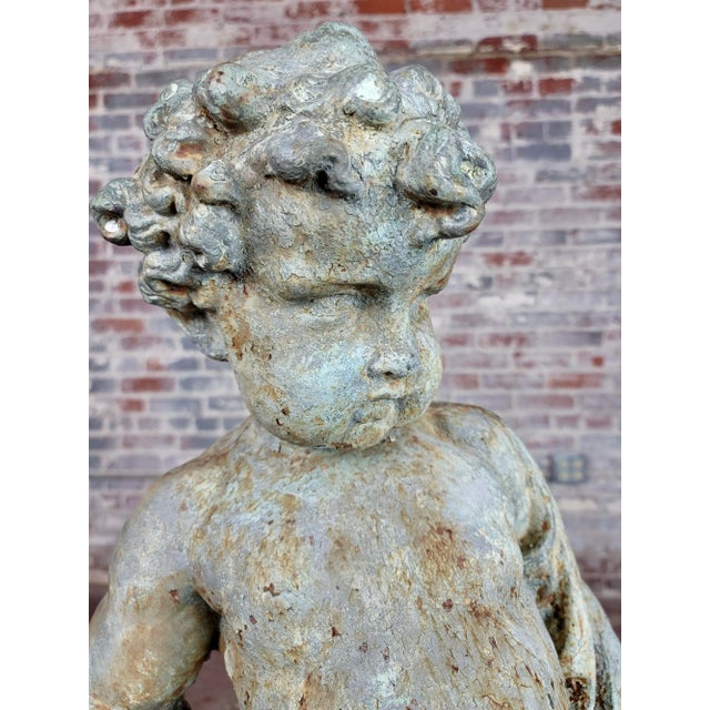 Gray 18th Century Italian Putti Outdoor Iron Sculpture For Sale - Image 8 of 12