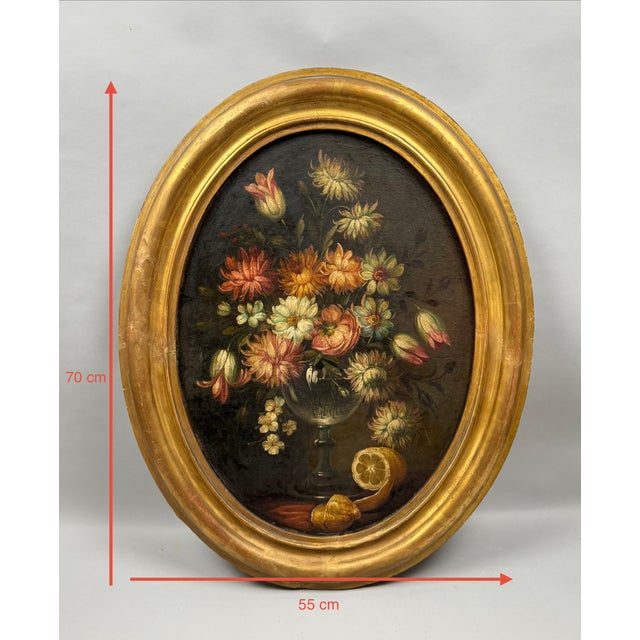 Oil on canvas mounted on panel, 19th century, in the style of the 17th-century Dutch school, depicting a generous bouquet...