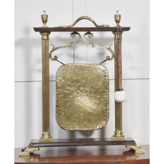 Gold Brass and Oak Table Gong, 1890s For Sale - Image 8 of 8