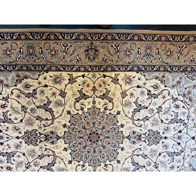 Contemporary Vintage Super Quality Silk & Wool on SilK 500 Kpsi Signed Persian Isfahan Rug For Sale - Image 3 of 6