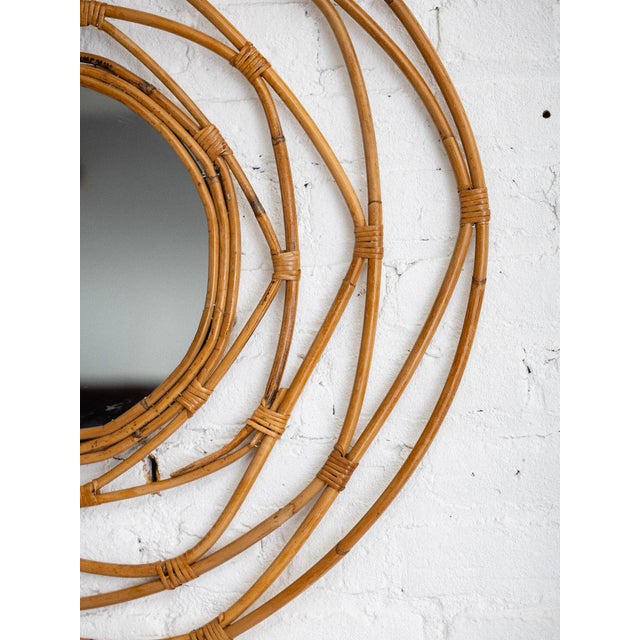 Mid-Century Modern Rattan Mid Century Italian Mirror For Sale - Image 3 of 6