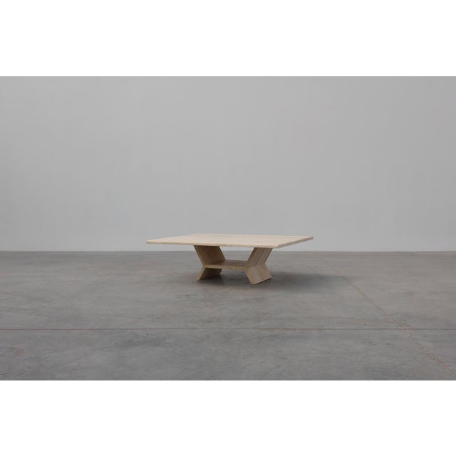 Geometric Sculptural Rectangular Travertine Coffee, Italy, 1960s For Sale - Image 13 of 14