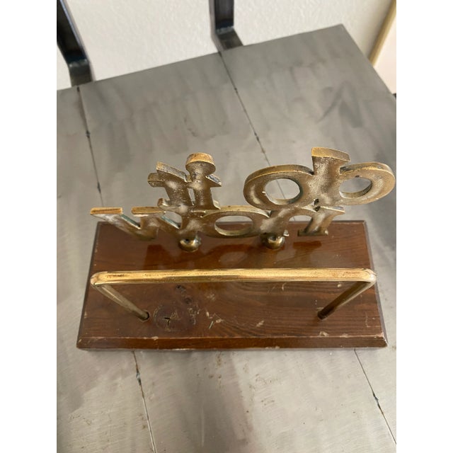 Whimsical 1970s "Do It Now" Brass Desk Letter Holder For Sale - Image 11 of 11