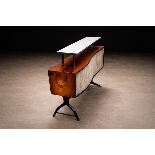 Mid-Century Modern Brazilian Modern Curved Brazilian Bar in Rosewood and Ebony Finish 1950s For Sale - Image 3 of 12