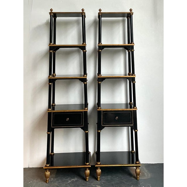 Vintage Gilt Tipped Tapered Etagere - A Pair For Sale In West Palm - Image 6 of 12