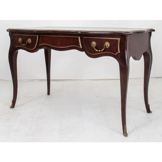 French Louis XV Style Leather Top Writing Desk For Sale - Image 9 of 11
