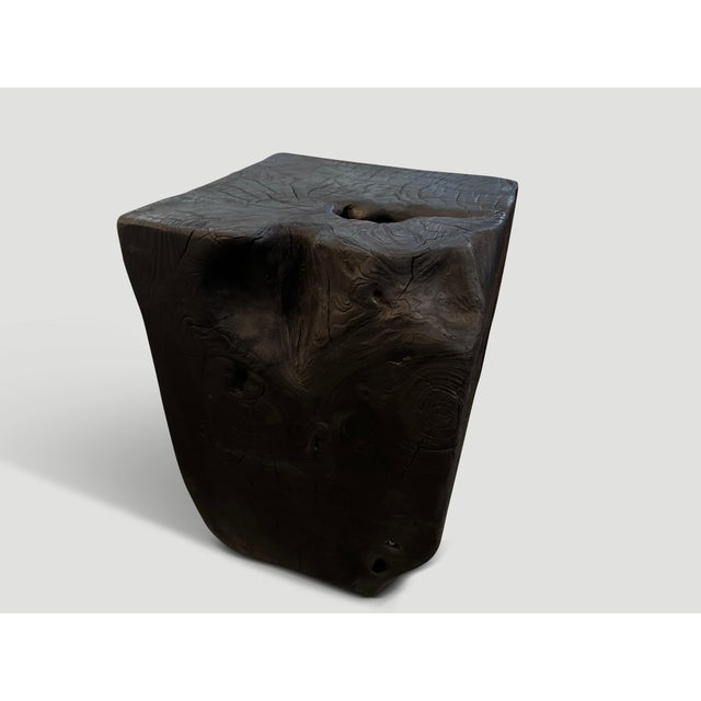 2010s Andrianna Shamaris Charred Teak Wood Side Table For Sale - Image 5 of 5