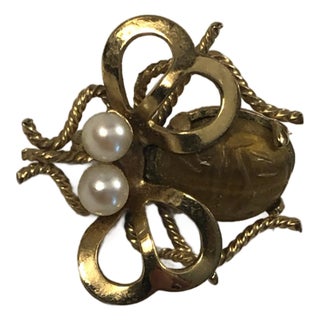 1940s 12k Scarab Beetle Bug Brooch by Winard For Sale